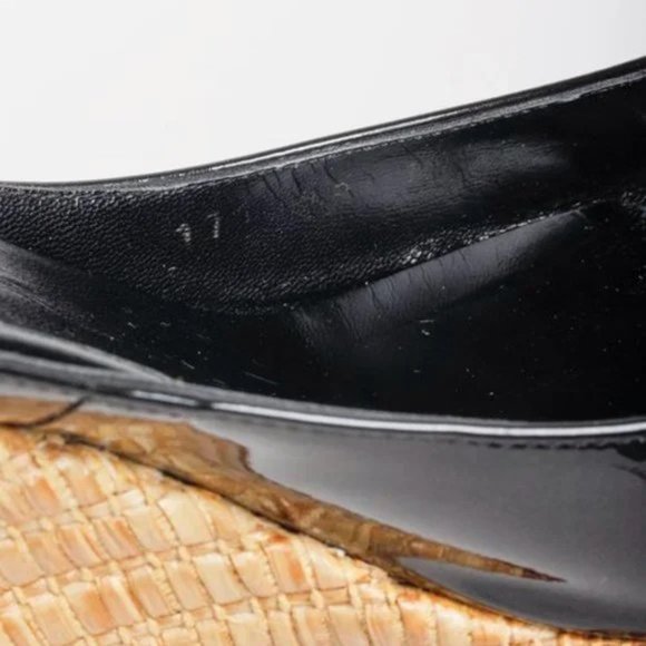 Gucci Horsebit Black Patent Leather Espadrille Wedges - Picture 11 of 12